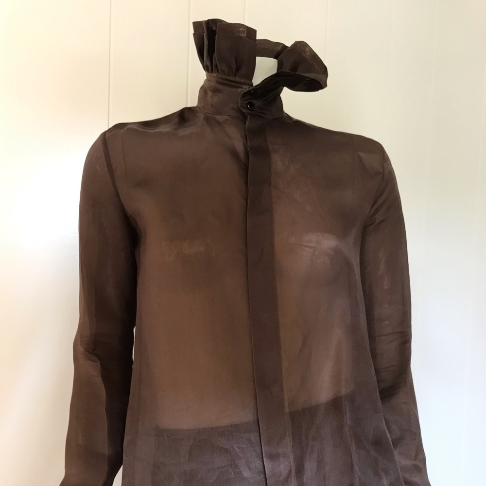 Ralph Lauren Purple Label Brown Silk Blouse Size 4